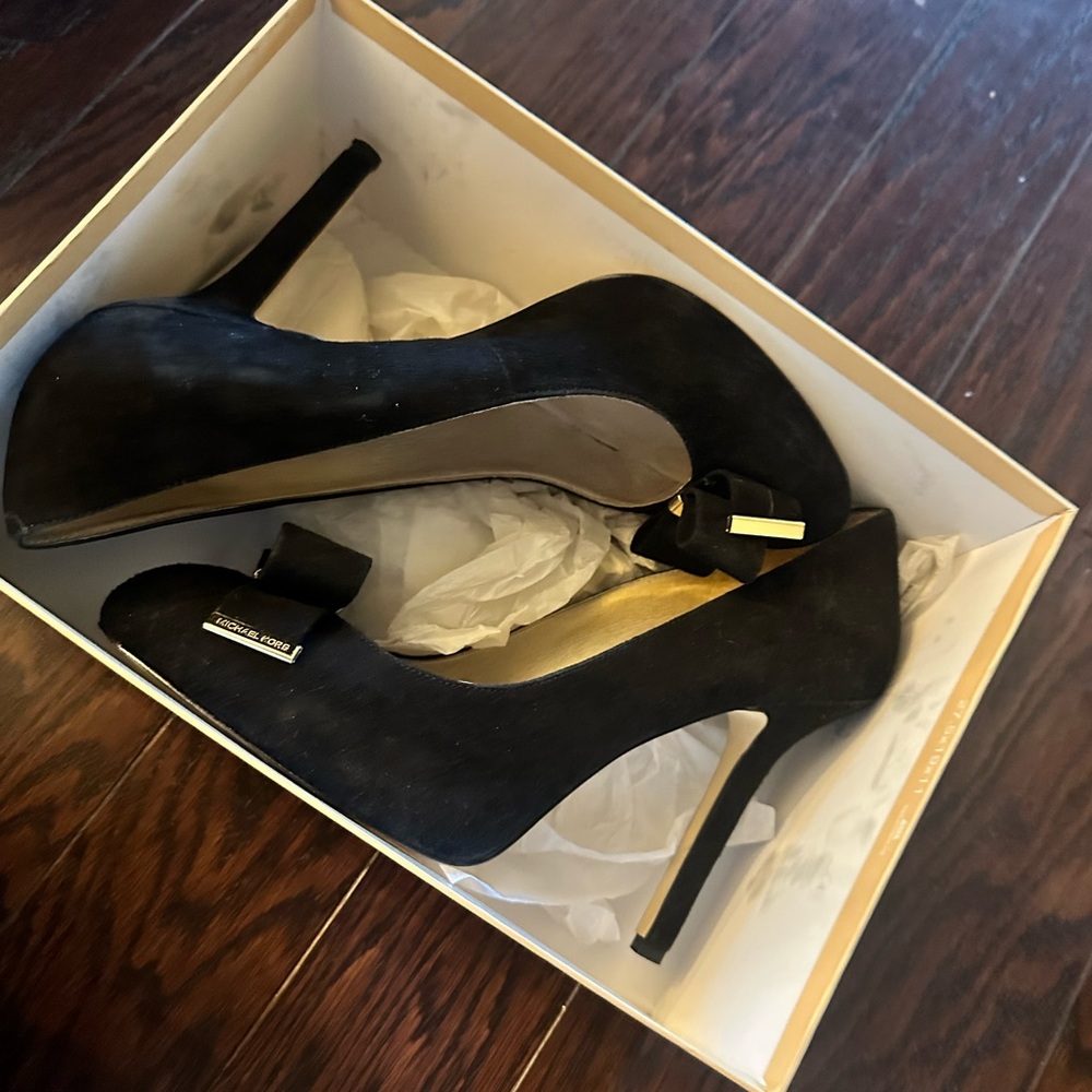 Michael Kors Black Suede Heels - Picture 2 of 4
